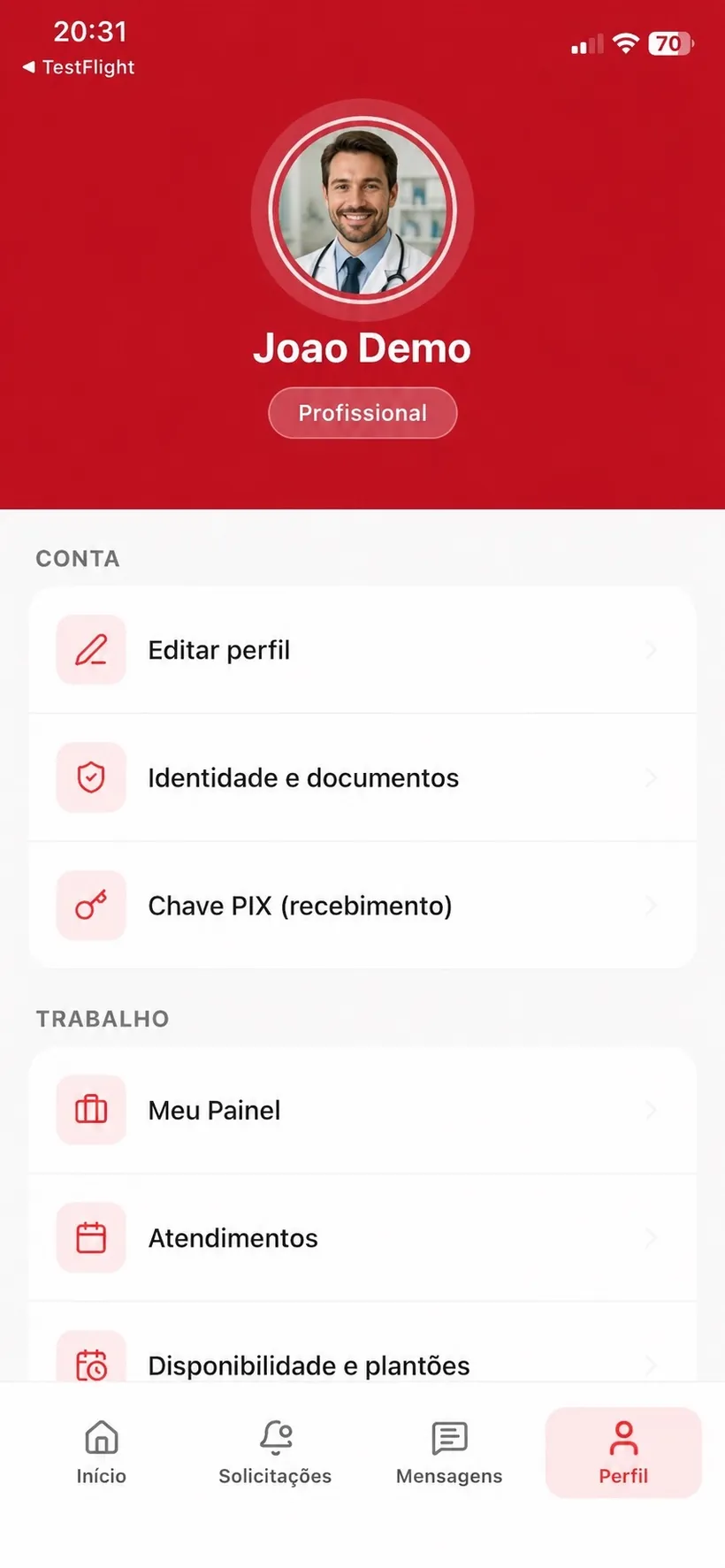 Perfil profissional: Especialidades, experiência e avaliações num só lugar.